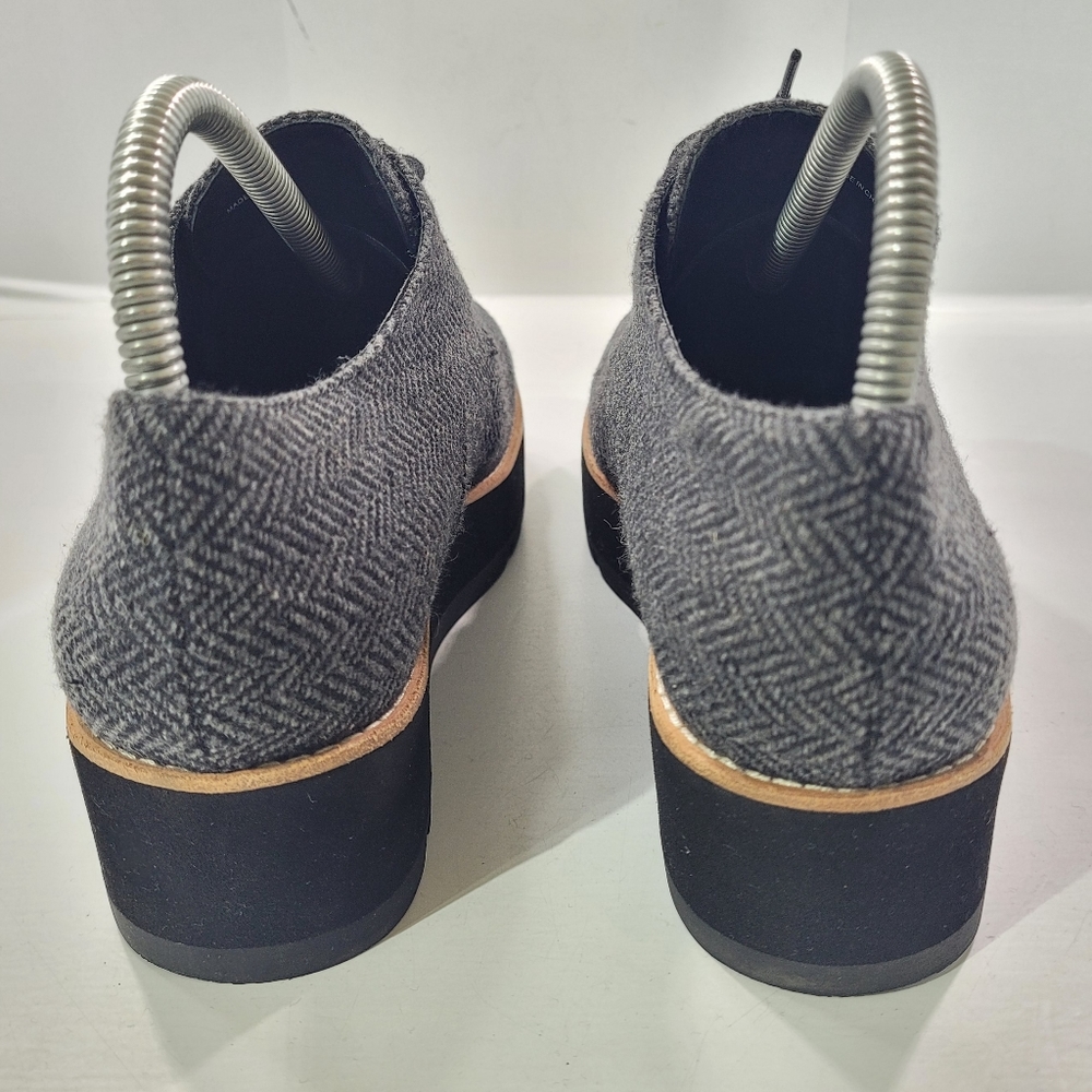 EILEEN FISHER EDDY LACE UP PLATFORM TWEED HERRINGBONE OXFORD LOAFER SHOE 7.5 A11 - Picture 7 of 13